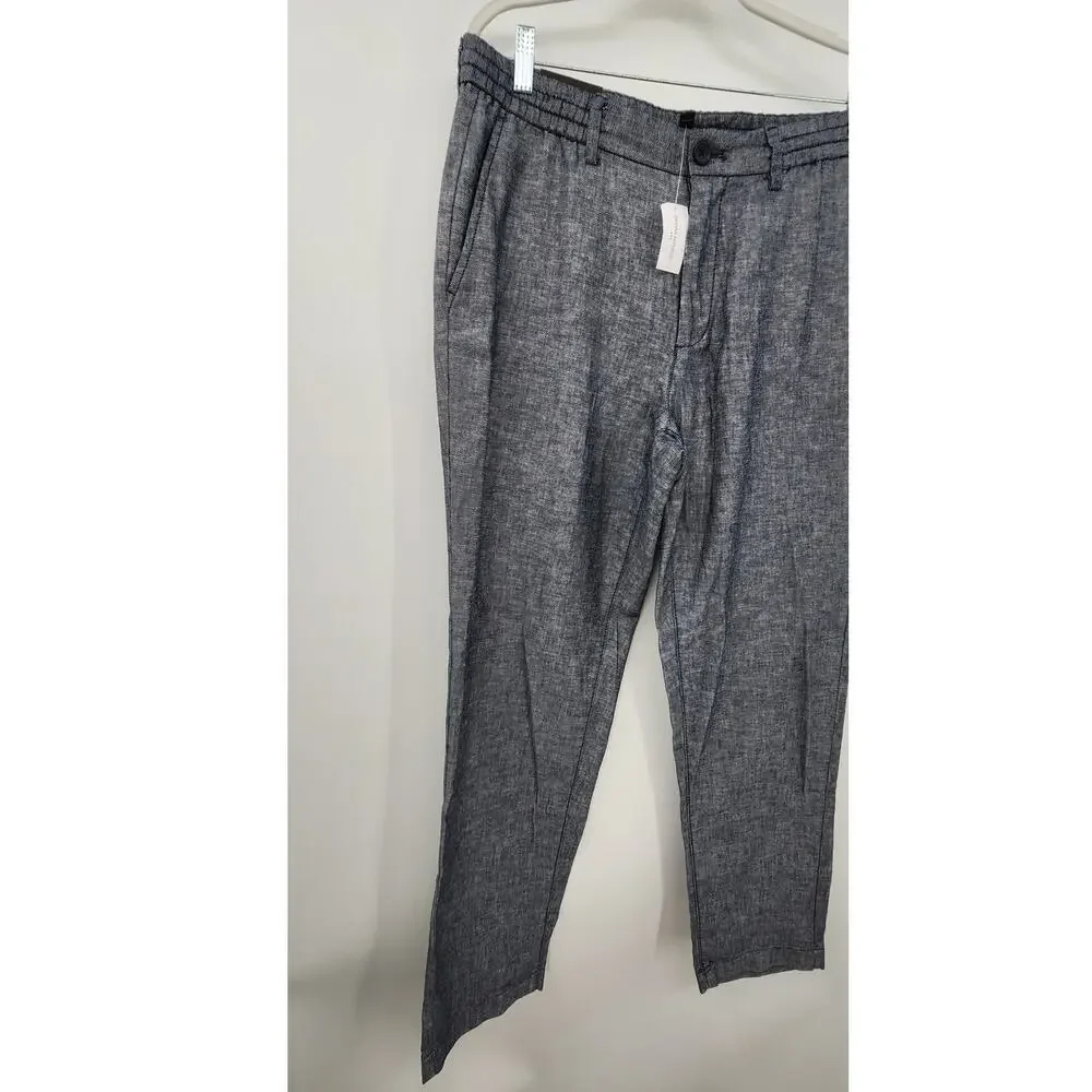 New NWT Banana Republic Linen Blend Mason Athletic Tapered Fit Pants Blue 34x32